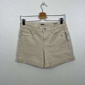 Old Navy Jean Shorts Womens 4 Cuffed Hem 5 Pocket Denim Cream Casual Relaxed